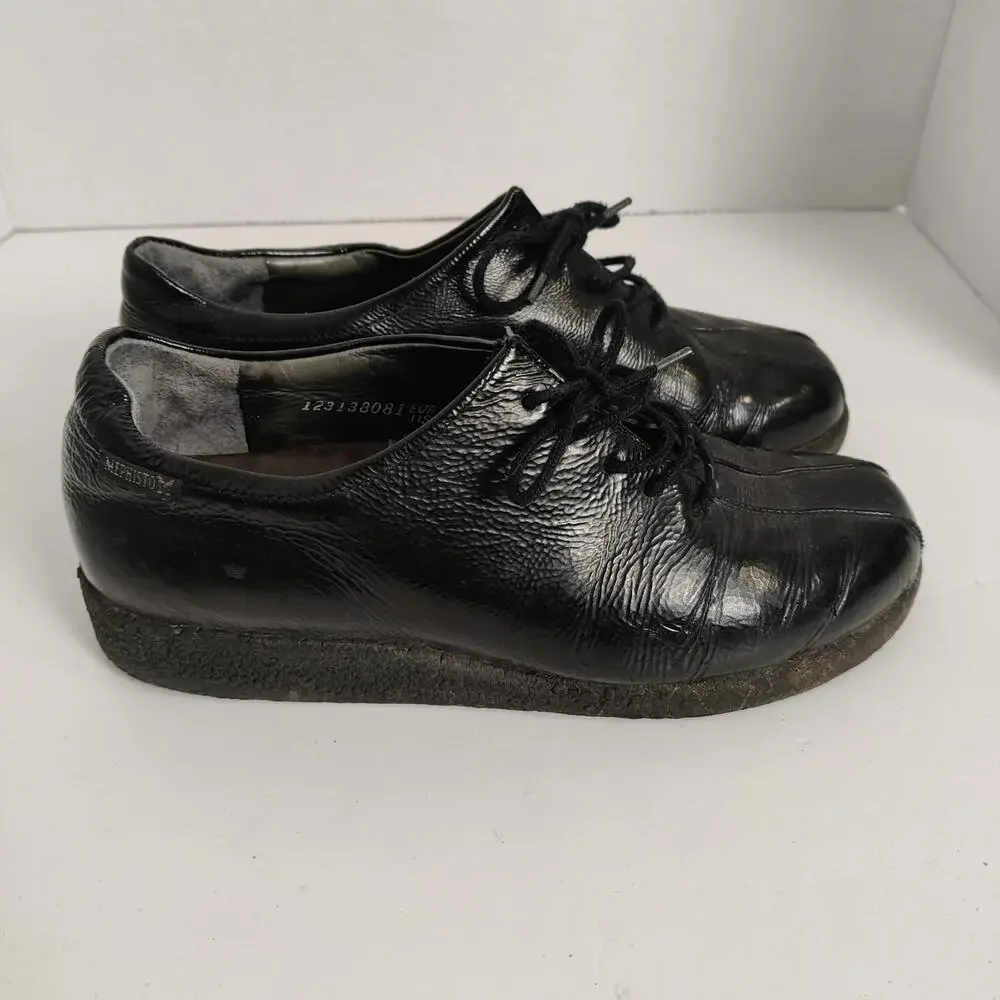 Mephisto Black Patent Leather Shoes Size US 7 Vintage Orthopedic - Picture 4 of 9